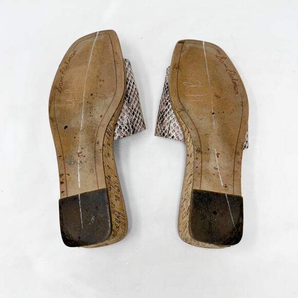[Sam Edelman] Valery Snake Print Embossed Leather Mini Wedge Slide Sandals Sz 8 - Picture 12 of 12